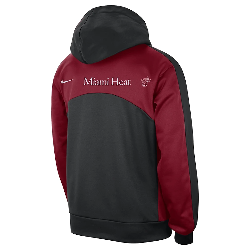 Sweat à capuche Nike pour homme, noir/rouge, Miami Heat Authentic Starting Five Force Performance