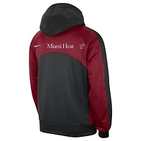 Sweat à capuche Nike pour homme, noir/rouge, Miami Heat Authentic Starting Five Force Performance