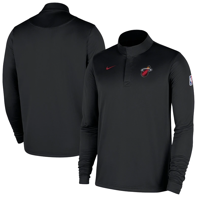 Haut Nike noir Miami Heat 2025/26 Authentic Coaches à quart de zip Dri-Fit pour homme