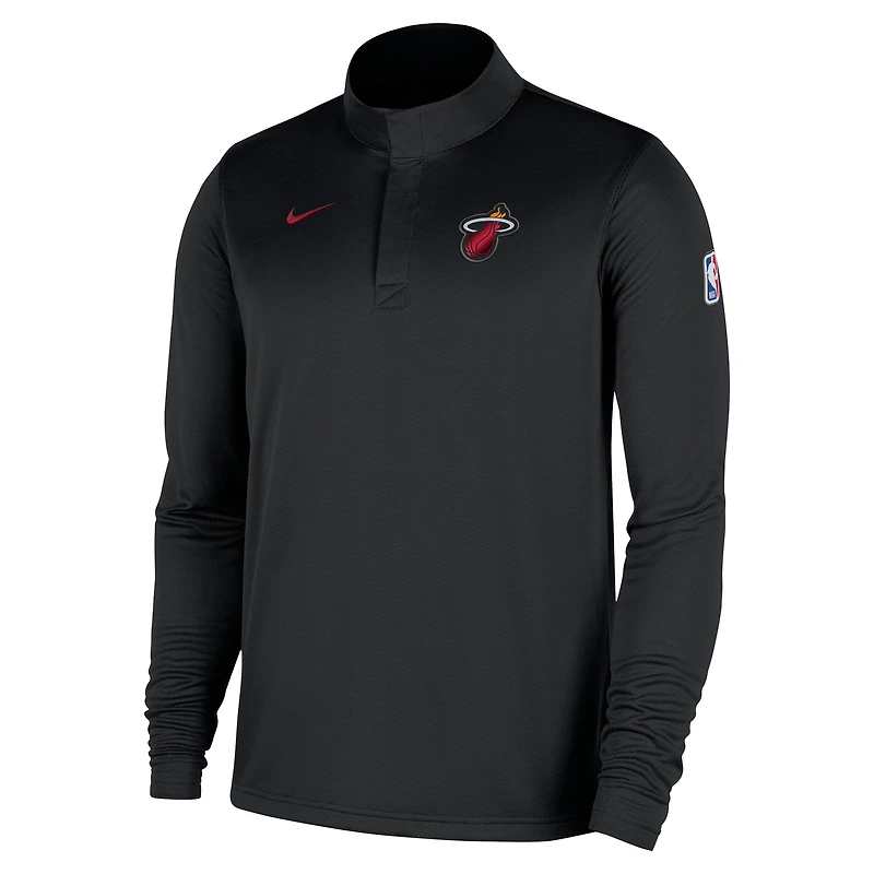 Haut Nike noir Miami Heat 2025/26 Authentic Coaches à quart de zip Dri-Fit pour homme