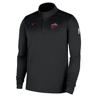 Haut Nike noir Miami Heat 2025/26 Authentic Coaches à quart de zip Dri-Fit pour homme