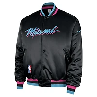 Men's Nike  Black Miami Heat 2025/26 City Edition Remix Courtside Full-Snap Bomber Jacket