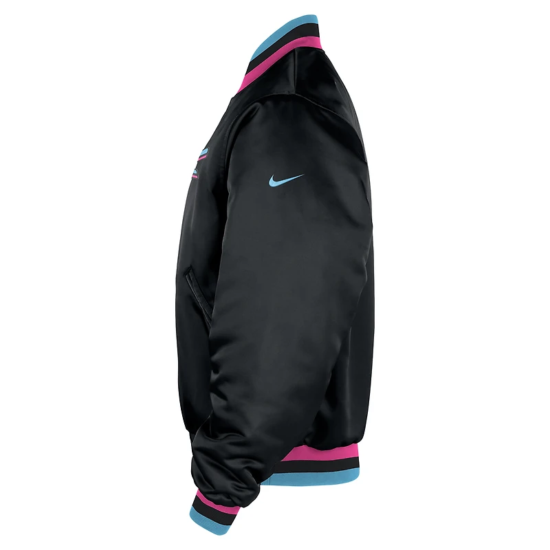 Men's Nike  Black Miami Heat 2025/26 City Edition Remix Courtside Full-Snap Bomber Jacket