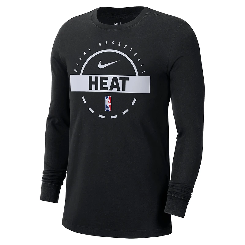 Men's Nike Black Miami Heat Authentic Long Sleeve Practice T-Shirt