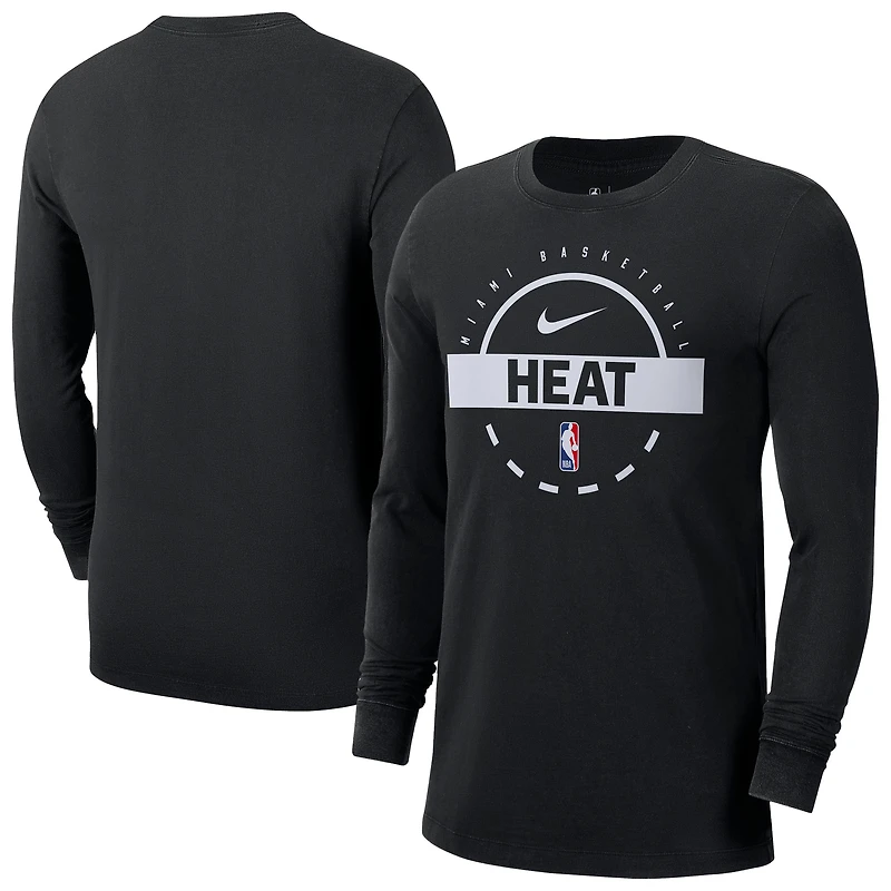 Men's Nike Black Miami Heat Authentic Long Sleeve Practice T-Shirt