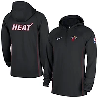 Veste à capuche Nike noire Authentic On Court Zone Dri-FIT quart de zip pour homme Miami Heat