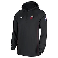 Men's Nike  Black Miami Heat Authentic On Court Zone Quarter-Zip Dri-FIT Hoodie Jacket