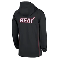 Veste à capuche Nike noire Authentic On Court Zone Dri-FIT quart de zip pour homme Miami Heat