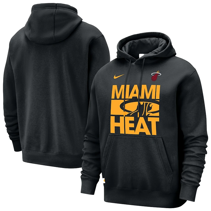 Men's Nike Black Miami Heat Courtside Club Pullover Hoodie