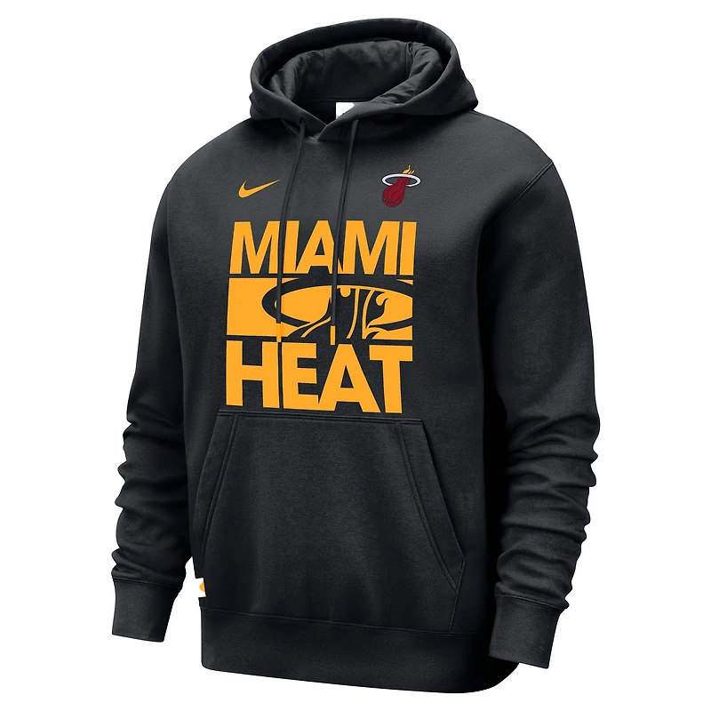 Men's Nike Black Miami Heat Courtside Club Pullover Hoodie