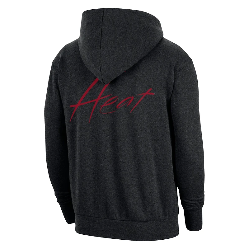 Men's Nike Heather Black Miami Heat Courtside Versus Flight Pullover Hoodie
