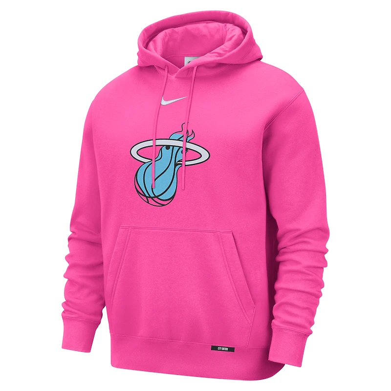 Sweat à capuche Nike rose Miami Heat 2025/26 City Edition Essential Logo Remix pour homme