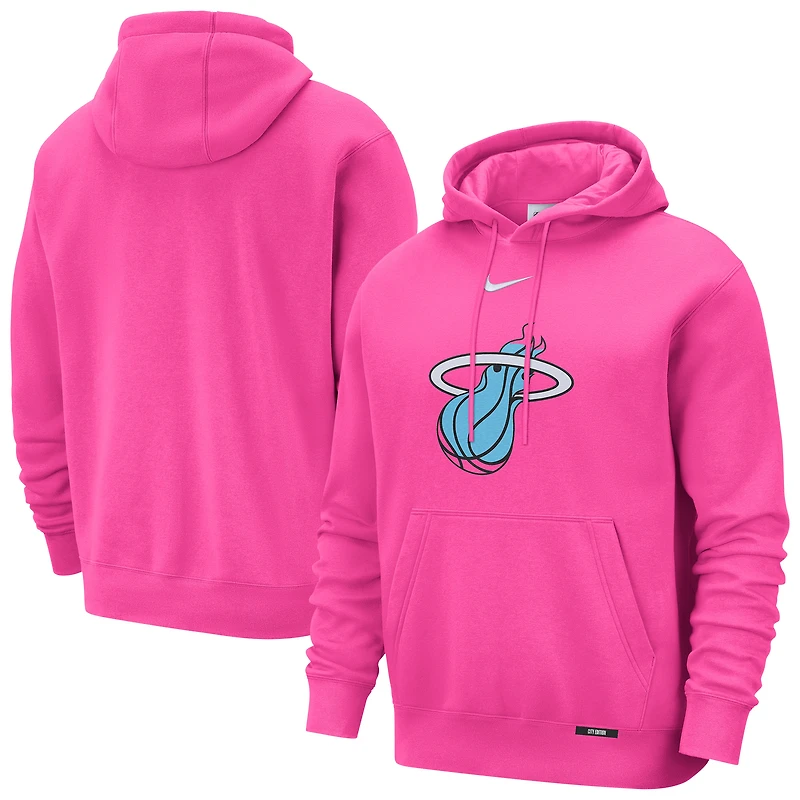 Sweat à capuche Nike rose Miami Heat 2025/26 City Edition Essential Logo Remix pour homme