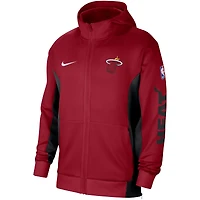 Sweat à capuche entièrement zippé Nike rouge Miami Heat 2023/24 Authentic Showtime pour homme