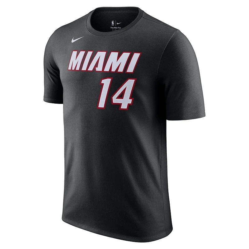 T-shirt Nike Tyler Herro noir Miami Heat Icon 2022/23 pour homme, avec nom et numéro