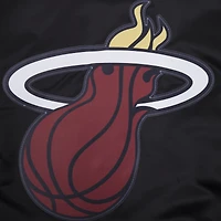 Men's Pro Standard Black Miami Heat Script Tail Full-Snap Satin Varsity Jacket