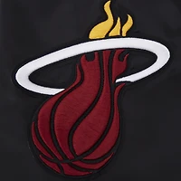 Men's Pro Standard Black Miami Heat Script Tail Full-Snap Satin Varsity Jacket