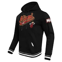 Sweat à capuche Pro Standard noir Miami Heat Script Tail pour hommes