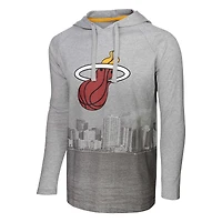 T-shirt à capuche manches longues raglan Stadium Essentials pour hommes, gris chiné, Miami Heat Atrium
