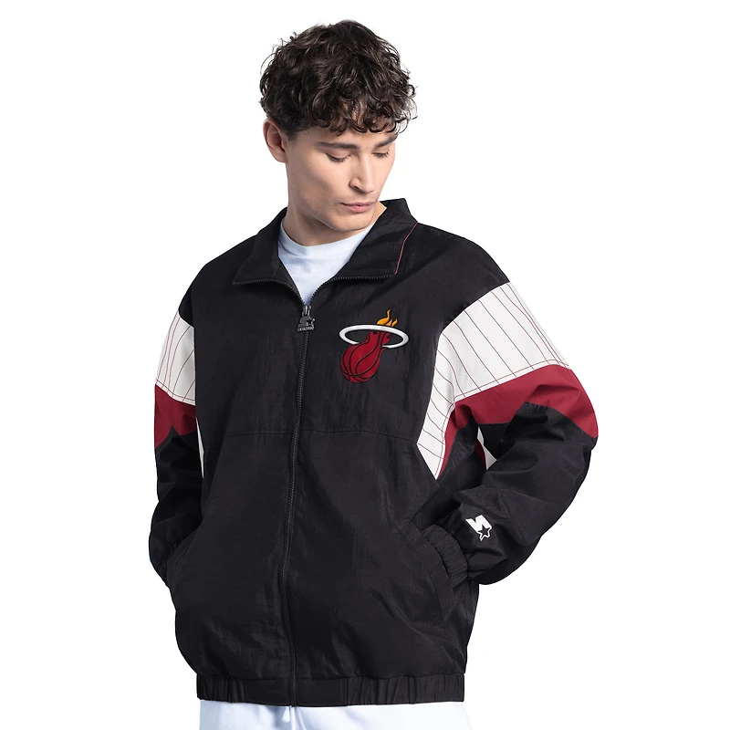 Veste zippée noire pour homme Miami Heat Yard Line Starter