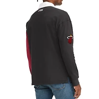 Men's Tommy Jeans Black/Red Miami Heat Ronnie Rugby Long Sleeve T-Shirt