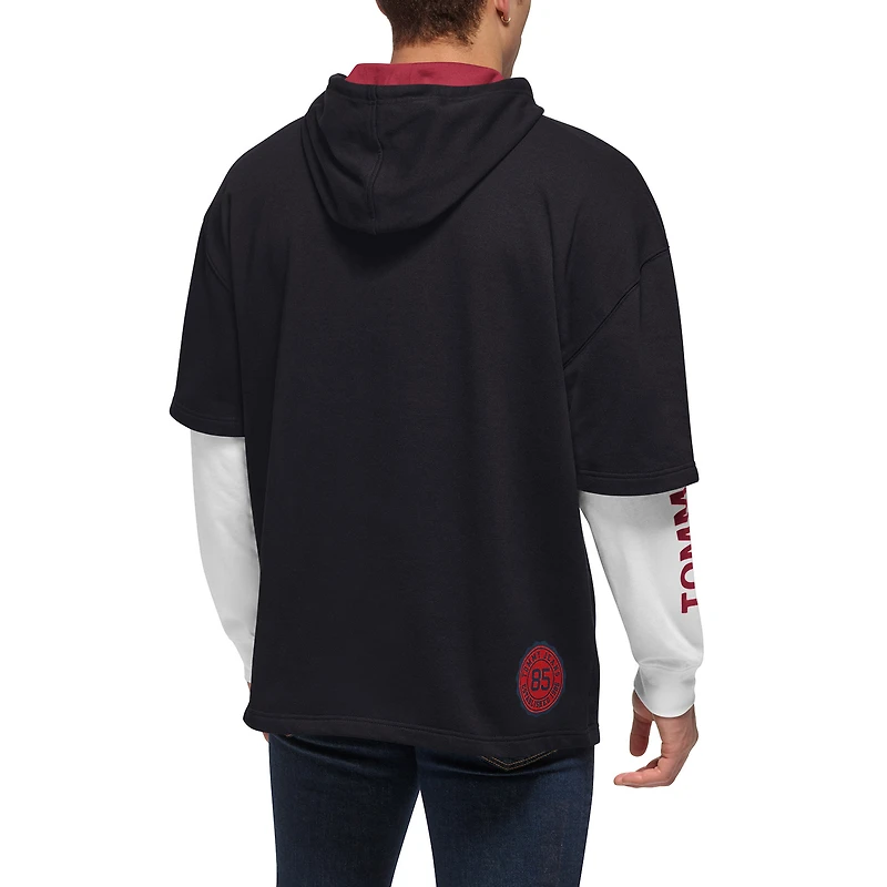 Ensemble T-shirt et sweat à capuche Tommy Jeans Miami Heat Matthew 2-en-1 noir/blanc pour homme