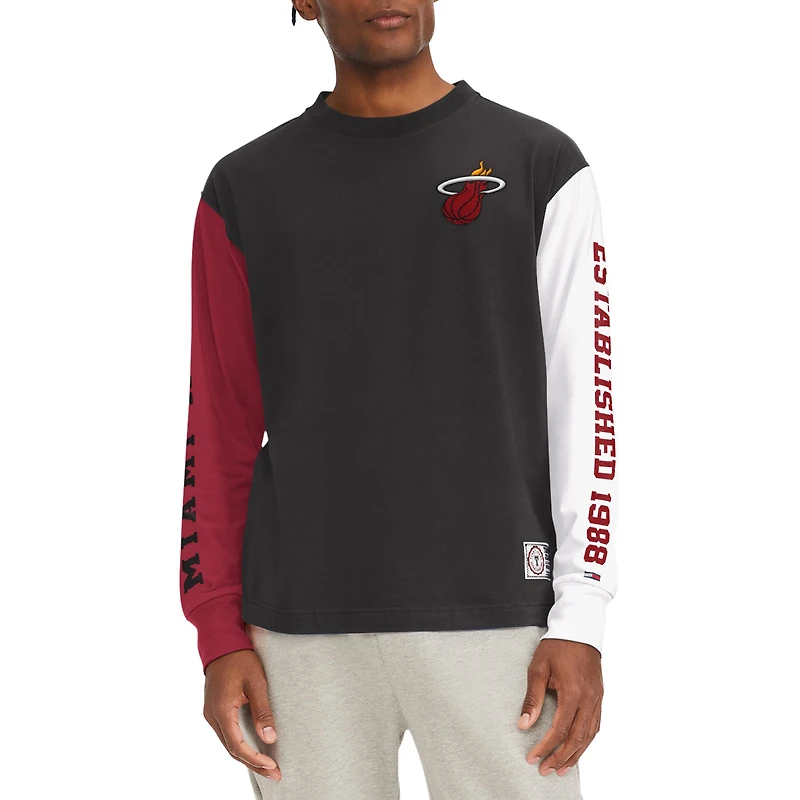 Tommy Jeans - T-shirt à manches longues Miami Heat Richie color block noir pour homme