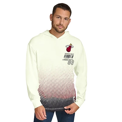 Men's Tommy Jeans Cream Miami Heat Ben Vintage Applique Long Sleeve Hoodie T-Shirt