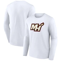 Men's  White Miami Heat Alternate Logo Long Sleeve T-Shirt