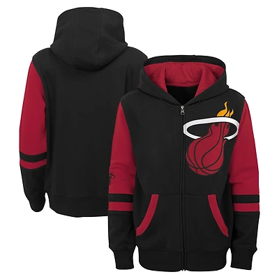 Sweat à capuche entièrement zippé noir Miami Heat Straight To The League pour enfants d'âge préscolaire