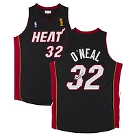 Maillot authentique autographié par Shaquille O'Neal Miami Heat Mitchell & Ness avec écusson de trophée 2005-06