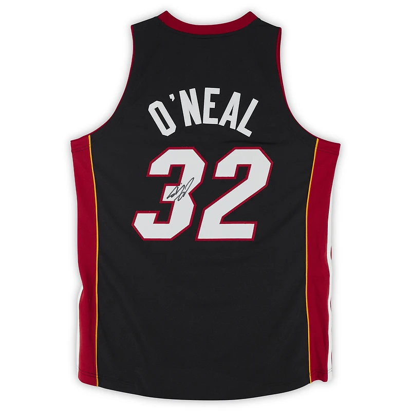 Maillot authentique autographié par Shaquille O'Neal Miami Heat Mitchell & Ness avec écusson de trophée 2005-06