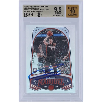 Tyler Herro Miami Heat Autographed 2019-20 Panini Chronicles Marquee #252 Beckett Fanatics Witnessed Authenticated 9.5/10 Rookie Card