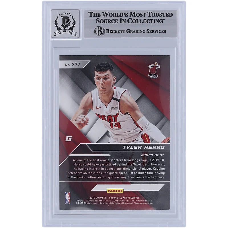 Tyler Herro Miami Heat Autographed 2019-20 Panini Chronicles XR #277 Beckett Fanatics Witnessed Authenticated 9/10 Rookie Card