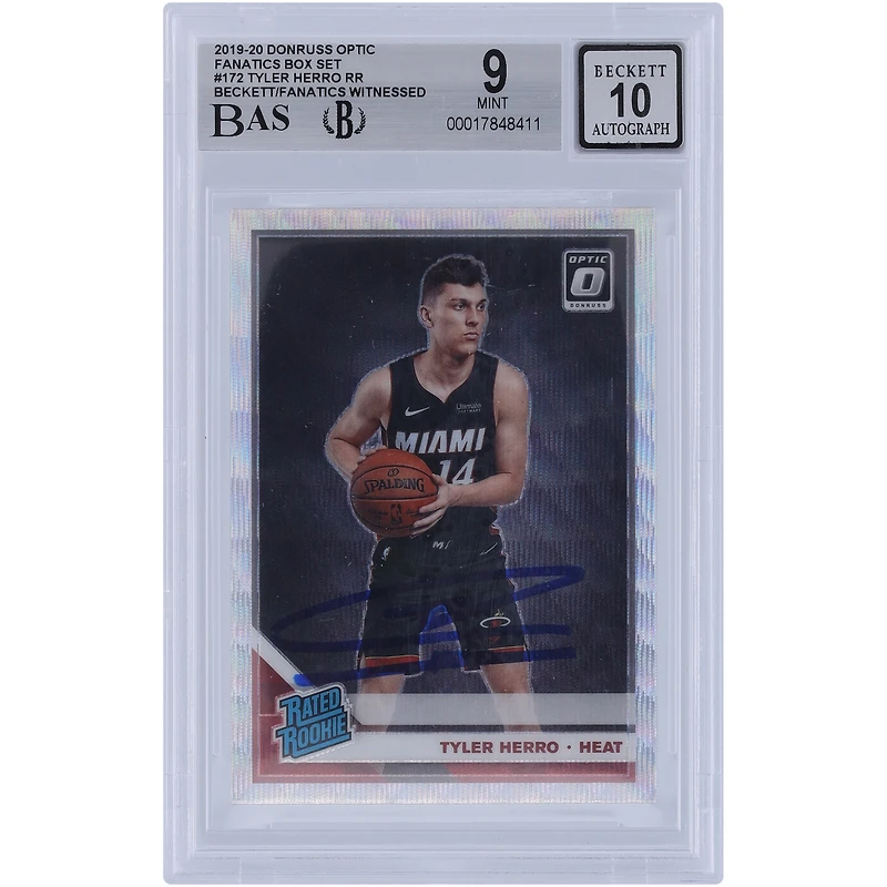 Tyler Herro Miami Heat Autographed 2019-20 Panini Donruss Optic Fanatics Box Set #172 Beckett Fanatics Witnessed Authenticated /10 Rookie Card