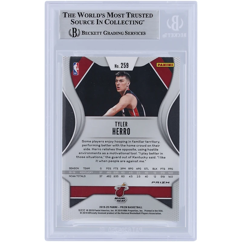 Tyler Herro Miami Heat Autographed 2019-20 Panini Prizm Green Prizm Green Ink #259 Beckett Fanatics Witnessed Authenticated Rookie Card 