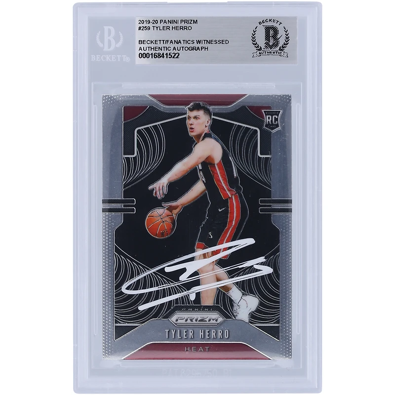 Tyler Herro Miami Heat Autographed 2019-20 Panini Prizm White Paint #259 Beckett Fanatics Witnessed Authenticated Rookie Card