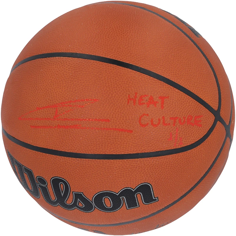 Tyler Herro Miami Heat Autographed Wilson NBA Official Game Basketball with "Heat Culture" Inscription - Limited Edition #1/1 - Signed in Red