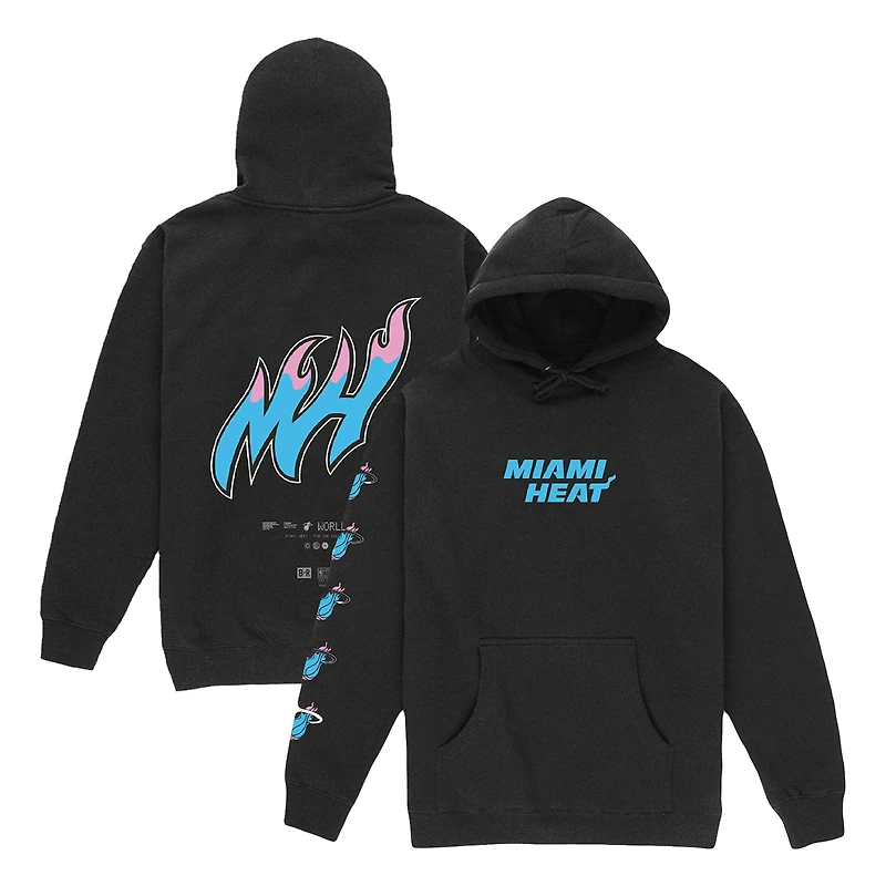 Sweat à capuche unisexe Bleacher Report x Mitchell & Ness Black Miami Heat Franchise Evolution