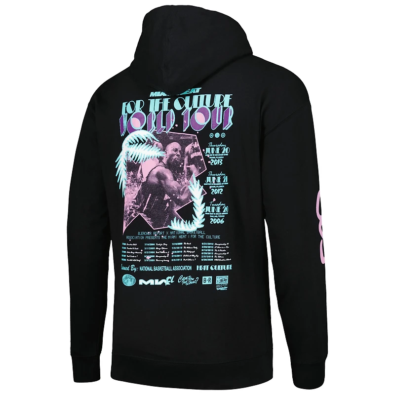 Sweat à capuche unisexe Bleacher Report x Mitchell & Ness Black Miami Heat World Tour