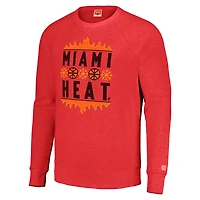 Sweat-shirt unisexe Hommage Red Miami Heat Holiday Raglan