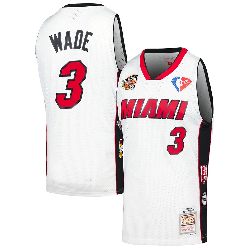 Unisexe Mitchell & Ness Dwyane Wade Blanc Miami Heat Hall of Fame Classe de 2023 Maillot Swingman Throwback