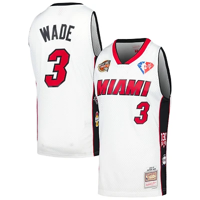 Unisexe Mitchell & Ness Dwyane Wade Blanc Miami Heat Hall of Fame Classe de 2023 Maillot Swingman Throwback