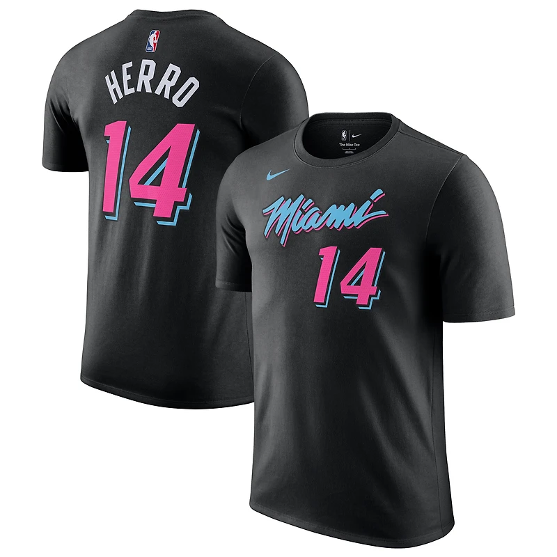 Unisex Nike Tyler Herro Black Miami Heat 2025/26 City Edition Name & Number T-Shirt