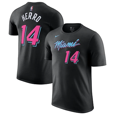T-shirt unisexe Nike Tyler Herro noir Miami Heat 2025/26 City Edition avec nom et numéro