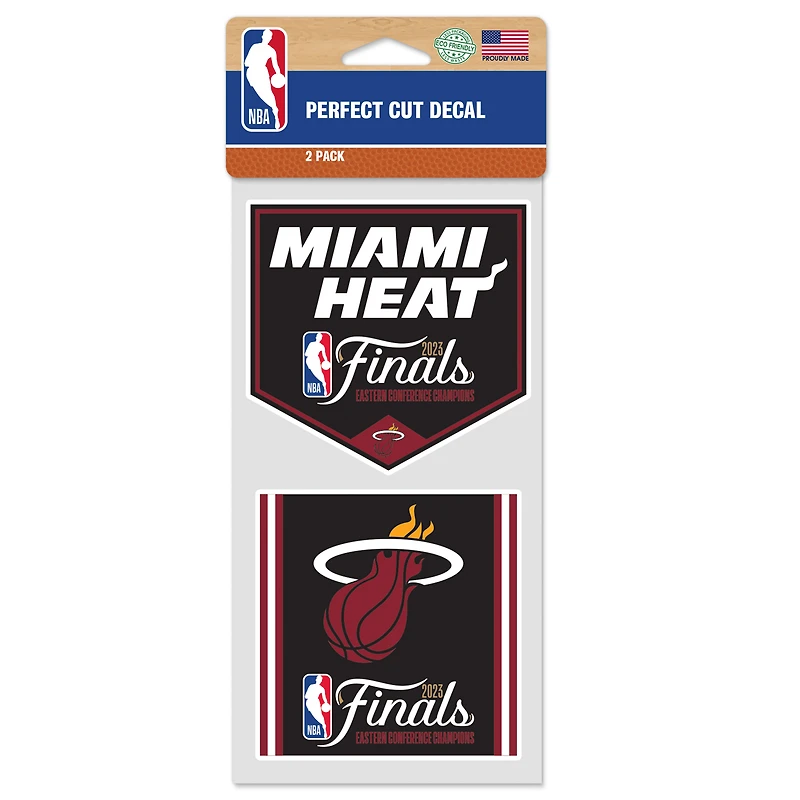 WinCraft Miami Heat 2023 Eastern Conference Champions Lot de 2 décalcomanies Perfect Cut 10,2 x 20,3 cm