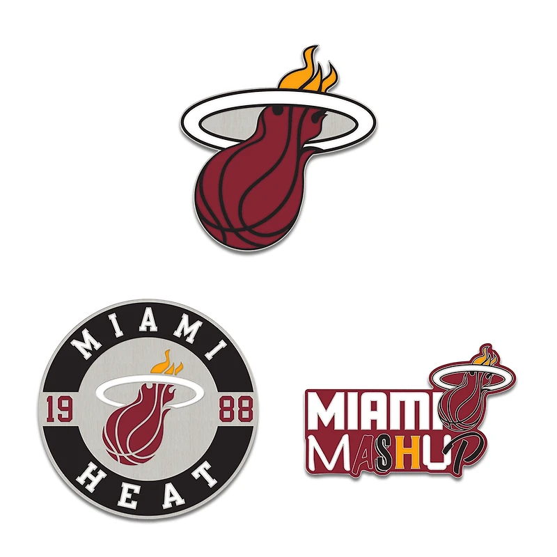 Ensemble de trois pin de collection WinCraft Miami Heat