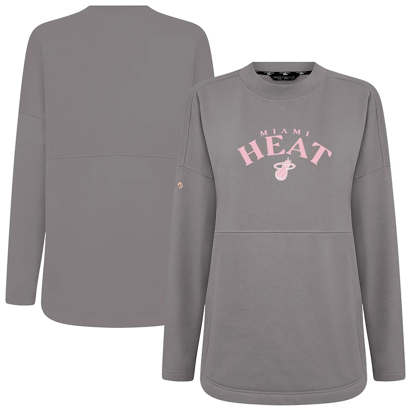 Women's Levelwear  Gray Miami Heat Mother's Day Beaudry Arched Pullover Sweatshirt