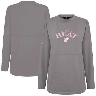 Women's Levelwear  Gray Miami Heat Mother's Day Beaudry Arched Pullover Sweatshirt