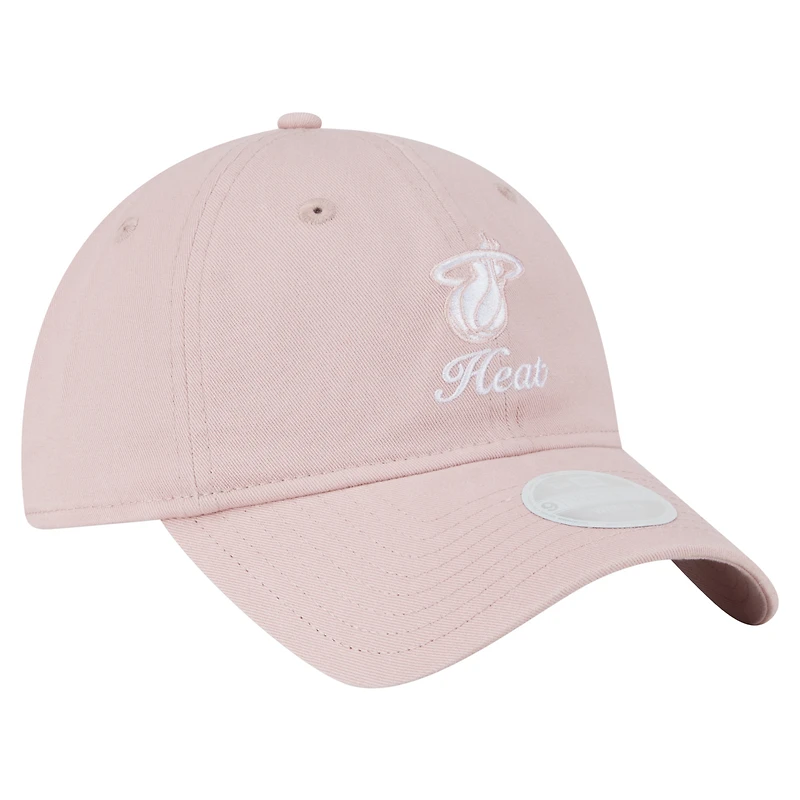 Women's New Era  Pink Miami Heat Gameday Preppy 9TWENTY Adjustable Hat